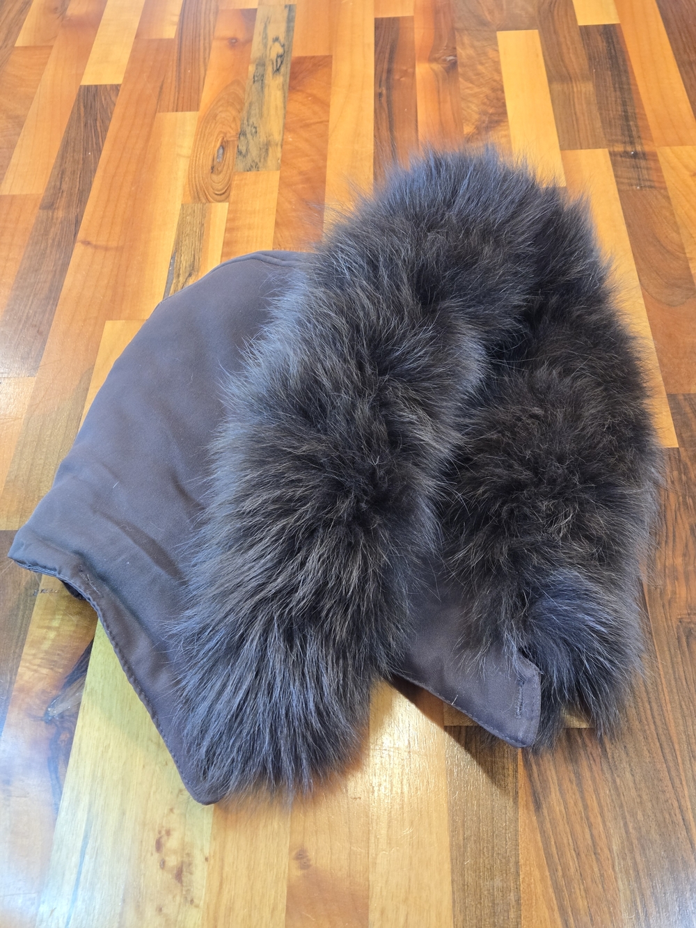Luxury Genuine Fur Trim Replacement Hood - Brown Cotton - 5 Button Attachment